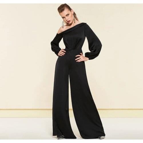 Tanpell one shoulder evening dress black full sleeves floor length a line gown lady cocktail party formal custom evening dresses