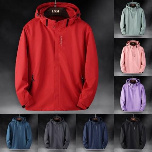2021 Autumn Spring Couple Unisex Men Women Sports Fishing Mountaineering Hiking Biking Hooded Waterproof Windbreaker Jacket Coat