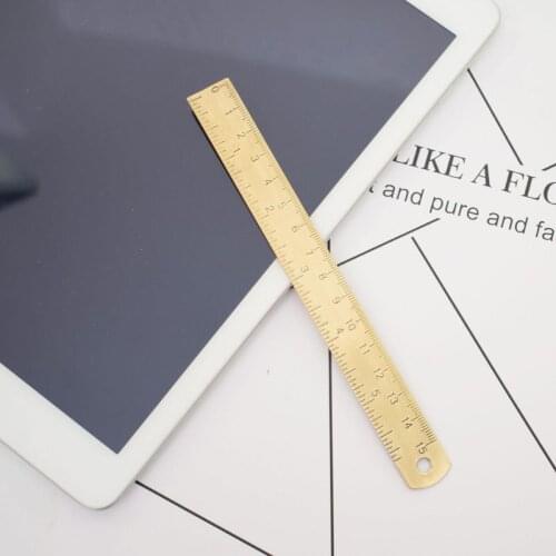 Vintage Brass Ruler Bookmark Label Book Mark Cartography Painting Measuring Tool