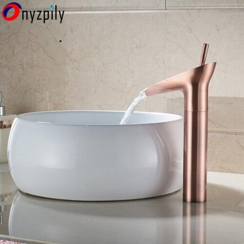 Rose Color Waterfall Hot& Cold Water Basin Faucet Single Handle Faucet Mix Tap