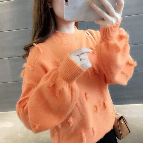 Ladies Student Knit Bottoming Shirt Tops Female 2021 New Autumn Winter Women Sweater Clothing All-Match Loose Lazy Pullover A397