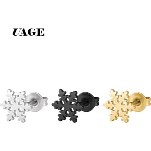 UAGE Stainless Steel Stud Earring For Women Man Snow Gold And Silver Color Lovers Engagement Jewelry Drop Shipping