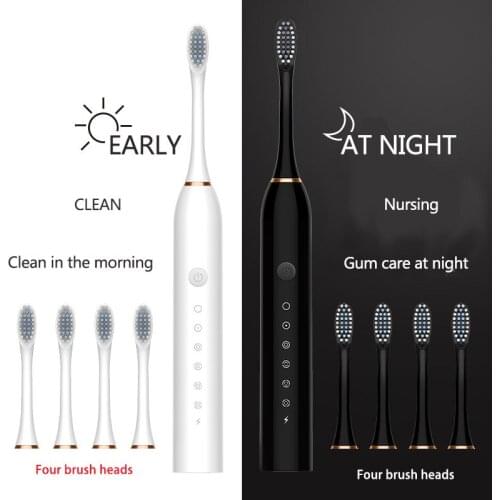 New Sonic Electric Toothbrush USB Rechargeable Toothbrush Washable Whitening Relax Teeth Brush 6-Speed With 4 Soft Brush Heads