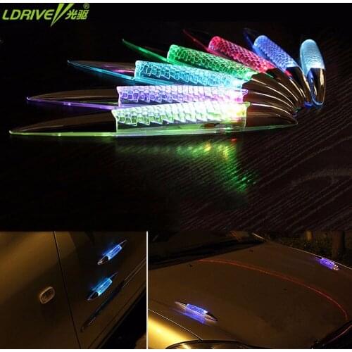 1PC shark gills model solar power waring light car body flexible Move install LED Magnetic Sticker for Anti-collision rear-end