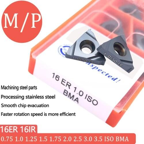 10pcs 16ER 1.6IR 0.5ISO 0.75ISO 1.0ISO 1.25ISO 1.50ISO 1.75ISO 2.0ISO 2.5ISO BMA external thread CNC carbide insert