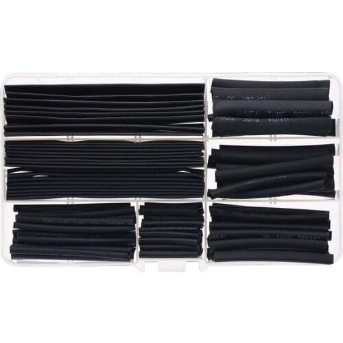 150Pcs/set Black Polyolefin Shrinking Assorted Heat Shrink Tube Wrap Wire Electrical Cable Tube 2:1 Sleeving Heat Shrink Tubing