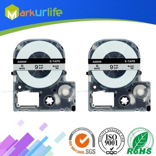 2 PCS/Lot SS9K Cassette Tape Compatible for EPSON LW-300 LW-400 LW-600P LW-700 LC-4WBN9 Printer (9mm x 8m, Black on White)