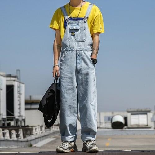 2020 New Pants Jeans Jumpsuit Romper Vintage Mens Loose Denim Overalls Bib Suspenders Leisure Time Easy Versatile
