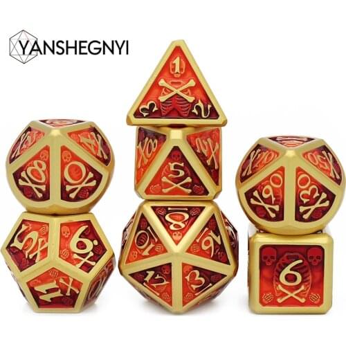 2020 New Style Metal Dice Set D&D Velvet Pouch D20 D12 D10 D% D8 D6 D4 7 pcs Set DND RPG MTG Table Games dados Metal Dice Gift