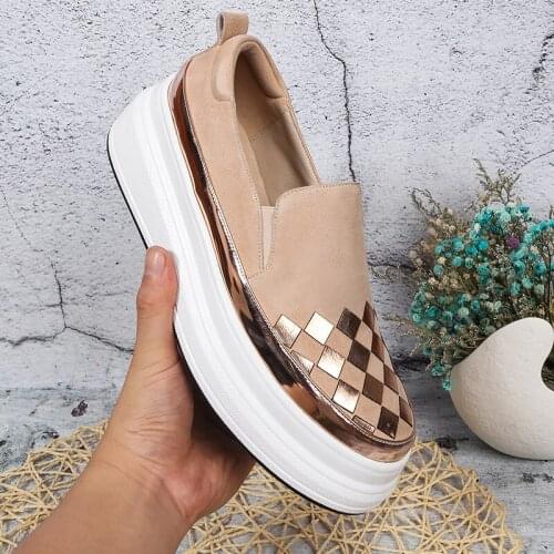 2021 5.5CM fashion platform shoes leisure lattice lazy shoes leisure loafers
