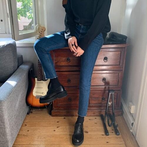 2021 Fashion Autumn Slim Fit Jeans for Mens Streetwear Korean Denim Slim Homme Pants Male Pencil Pants Jeans Trousers W481