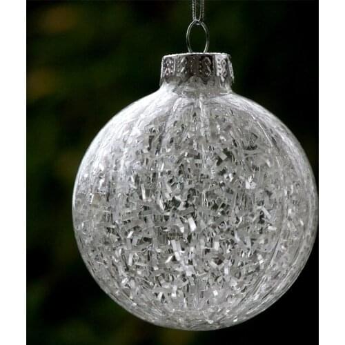 Diameter=8cm 48pcs/pack Striped Inner Chip Glass Ball Home Decorative Christmas Day Hanging Pendant