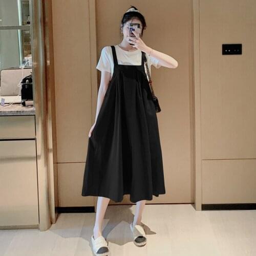 8165# T shirt + Dress Maternity Clothes Loose Stylish Short Sleeves Dress for Pregnant Women Pregnancy Clothes