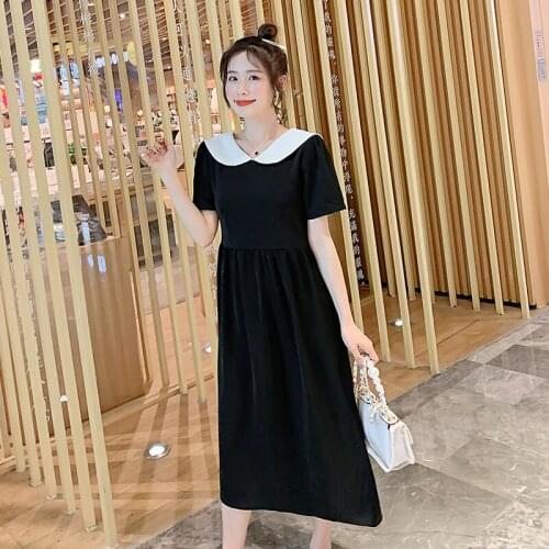 8920# Nursing Maternity Clothing Peter Pan Collar Slimming Loose Stylish Dress for Pregnant Women Pregnancy Nursing Dress
