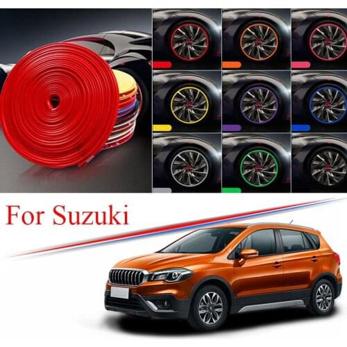 9 Colors Car Wheel Hub Rim for Suzuki S Cross SX4 Vitara Alto Alivio Edge Protector Ring Tire Strip Guard Rubber Decals 8M