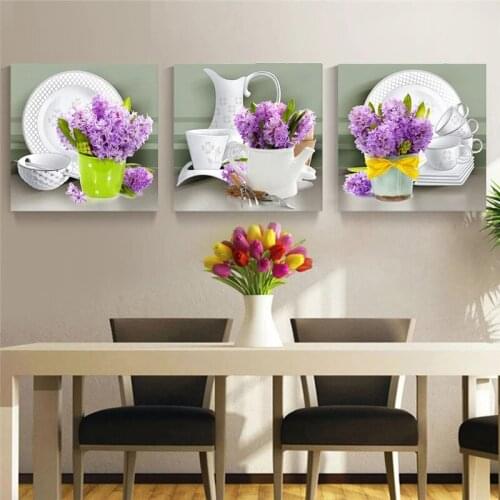 5D DIY Full Round Square Diamond Painting Flower Arrangement, Cup Plate Mosaic Art Craft Rhinestones Kitchen Living Room Decor