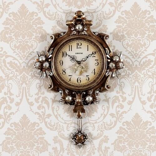 Large Metal Kitchen Wall Clock Vintage European Style Big Wall Clock Silent Living Room Home Decorative Horloge Murale JJ60WC