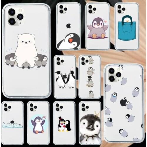 Penguin Polar Bear cute animal Phone Case Transparent soft For iphone 5 5s 5c se 6 6s 7 8 11 12 plus mini x xs xr pro max
