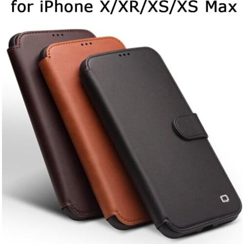 Business Flip Case for iPhone XS Max Genuine Leather Wallet Case for iPhone XR/XS/X Magnetic Cover with Card Holder Slim Skin