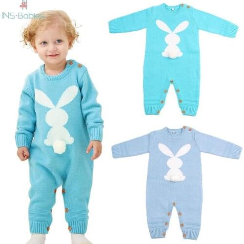 Baby Bodysuit Winter Clothing Childrens Clothes Girls Rabbit Long-sleeved Knitting Romper Newborn Casual Wear Boy Sweather Suit