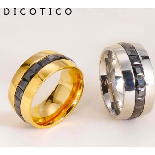 Dicotico Peru Gold/color 316l Stainless Steel Women Rings Jewelry Black Glass 10mm Width Round Rings For Women 2020