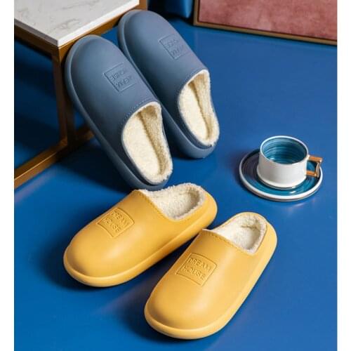 Home Ladies Slippers EVA Waterproof Warm Cotton Slippers Ladies Non-slip Home 2020 Winter Indoor Couple Cotton Shoes Women