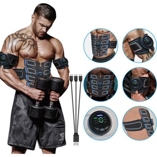 EMS Abdominal Muscle Stimulator Trainer USB Connect Abs Fitness Equipment Training Gear Muscles Electrostimulator Toner Massage