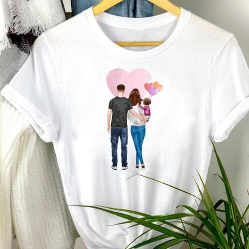 Women Clothes O-neck Love Style Family Mama Mom Mother 90s Cartoon Print Mujer Camisetas Tshirt Female Tee Top Graphic T-shirt