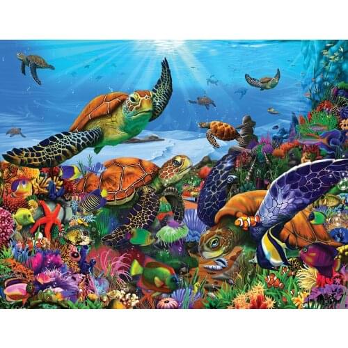 Jmine Div 5D Sea Turtles Underwater Full Diamond Painting cross stitch kits art High Quality Animal 3D paint by diamonds