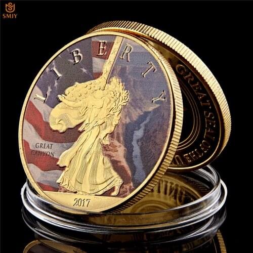 2017 US Grand Canyon Geopark American Liberty Token Gold Coin Collectibles With Acrylic Capsule