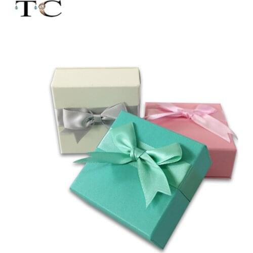 Trinket Box Jewelry Packaging Box Necklace Ring Earring Gift Box Ring Holder Paper Ribbon Accessories Boxes 6pcs/Lot 7.8*7.8*3cm
