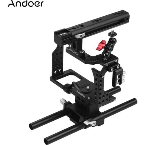 Camera Cage+Top Handle+ Rod Baseplate Kit Video Stabilizer Aluminum Alloy for Sony A7II/A7III/A7SII/A7M3/A7RII/A7RIII Camera