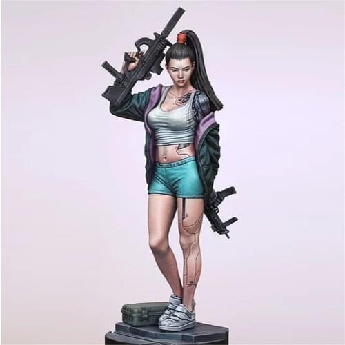 Bloody Female Warrior Resin Figure 1/24 Scale Model Figure Resin Kit Colorless Self-Assembled Toy