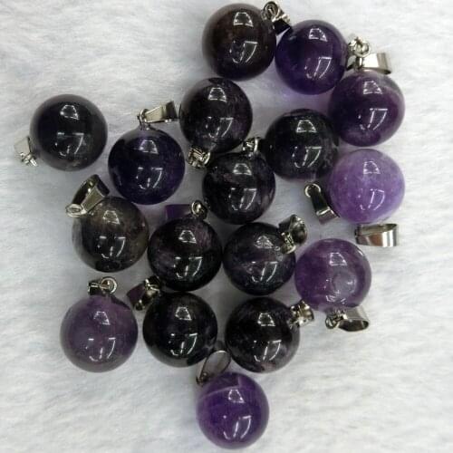 50pcs/lot Natural Amethysts Stone Round Beads Treat Charms Hexagonal Pillar Healing Reiki Point Pendants for Jewelry Making Free