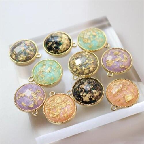 22MM 18Pcs Round Shape Resin Fantasy KC Gold Alloy Jewelry Pendants Jewellery Charms