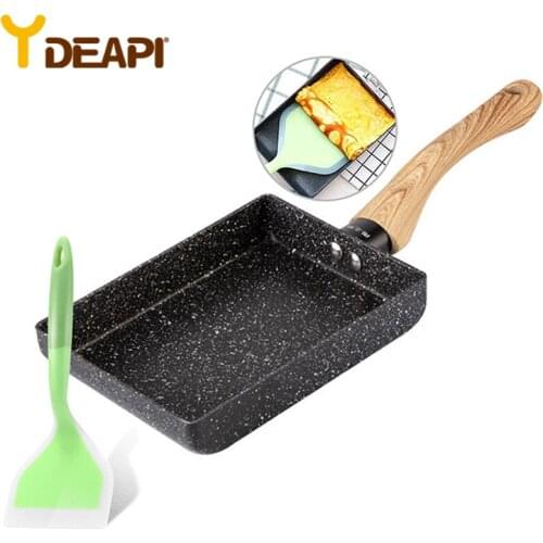 YDEAPI Square Non-Stick Fried Eggs Pans Aluminium Alloy Japanese-Style Frying Pan Fried Eggs Pans Maker Breakfast Pot Mini Cook