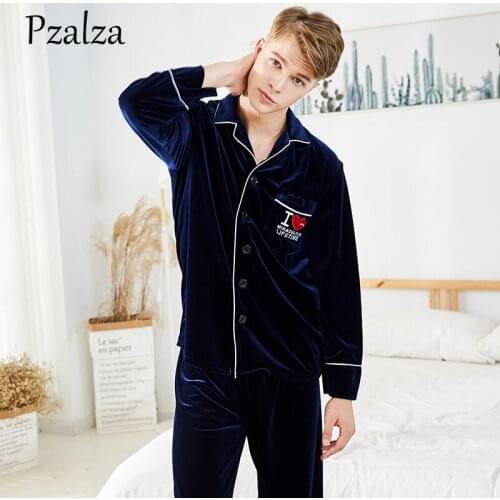 Fashion Letter Winter Pajamas Men Soft Luxury Velour Warm Pyjama Homme Pajama Sets Casual Mens Pajamas Men Sleepwear Thermal