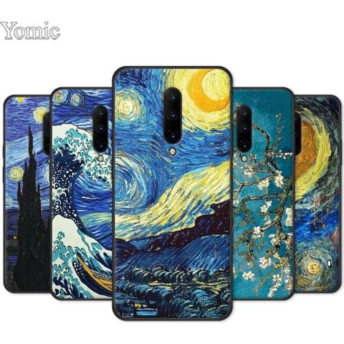 Soft Phone Case for Oneplus 8 Nord N10 N100 8T 7 7T Pro 5G Z Black Shell for 1+ 8 7Pro TPU Cover paintings Starry Night Van Gogh