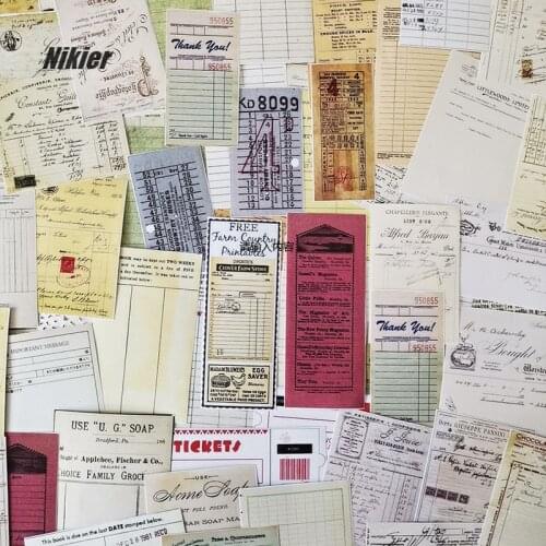 54 PCS\SET Vintage Ticket Stickers Retro Receipt Volume\Daily Plan Diy Scrapbooking Label Travel Planning Junk Journal Ablum
