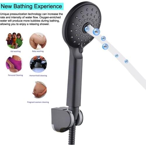 New High Quality Matte Black Hand Shower Head Booster Water-saving Shower Nozzle Set
