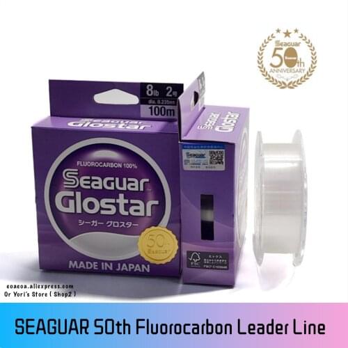 New SEAGUAR GLOSTAR 100% Fluorocarbon 100M 5LB-22LB Carbon Fiber 50th Anniversary Fishing Pesca Line