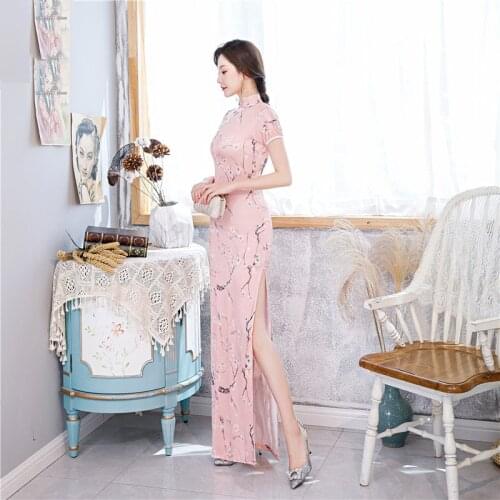 New Women Cheongsam Chinese Traditional Slim Dress Wedding Costume Long Dresses Sexy Qipao Plus Size Multi Color