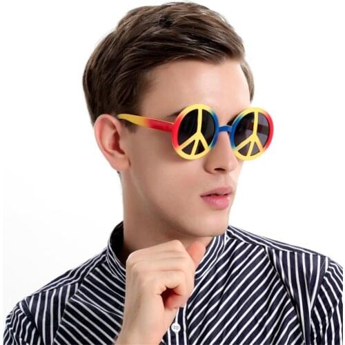 Rainbow World Peace Signs Costume Eye Glasses Unisex Party Photo Props Eyewear