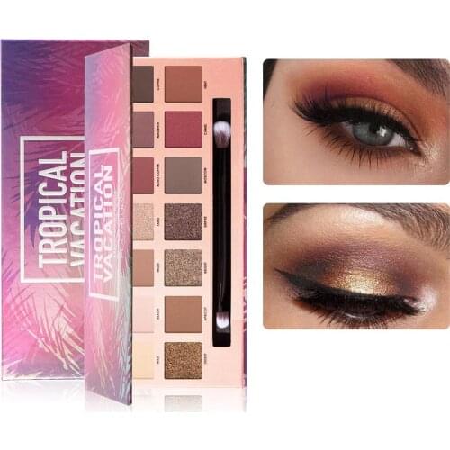 FOCALLURE 14 Colors Eye Shadow Palette Matte Glitter High Pigment Hot in Palette Eyeshadow with Brush Eyes Makeup Eyeshadow