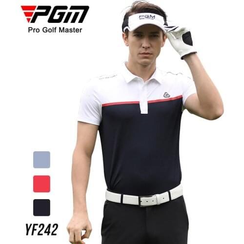 PGM Summer New Arrival Quick Dry Breathable Men Button Collar Golf Shirt Fashion Short sleeve Sporty Golf T-Shirt Clothing tops