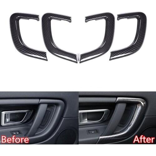 Fit For Land Rover Discovery Sport 2015-2017 Car Interior Door Handle Strip Trim Styling Sticker ABS Carbon Fiber Black