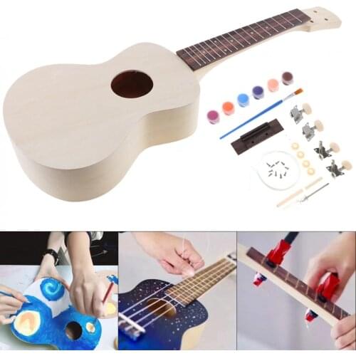 Professional 23 Inch Ukulele DIY Kit Rosewood Fingerboard Hawaii Guitar for Handwork Painting Parents-child Campaign