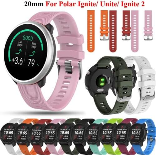 Steel Button Silicone Watch Band Strap For Garmin Forerunner 245/645/Vivoactive 3/Venu SQ Bracelet For Polar Unite Ignite 2 Belt