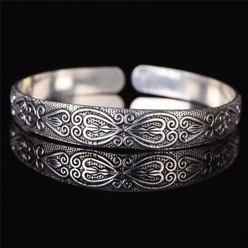 Retro Boho Wristband Carve Heart Thai Brand Bangles Bracelet Black Bracelet Men Women Fashion Jewelry
