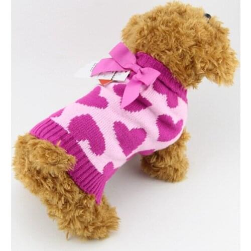 Christmas Rose Knot Hearts Flower Cat Dog Clothes Autumn/winter Floral Coat Dog Sweaters Dog Clothes Pet Products